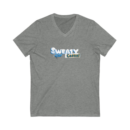Sweaty Casual Unisex Jersey Short Sleeve V-Neck Tee (Womens)