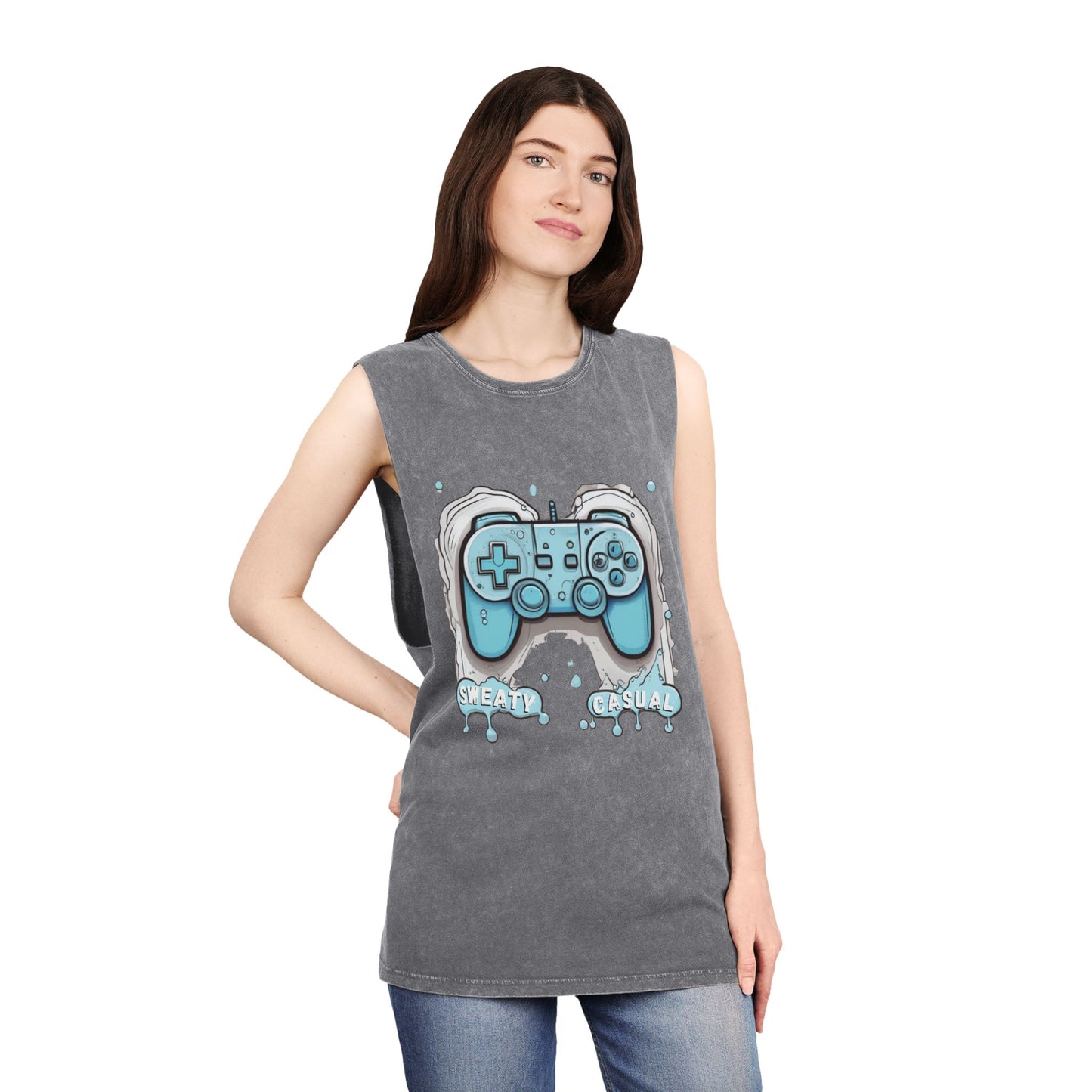Sweaty Casual Controller Unisex Stonewash Tank Top