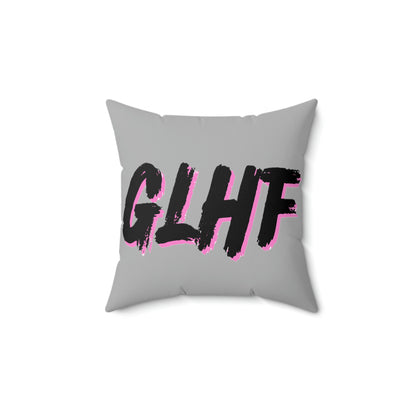 GLHF Pink Polyester Square Pillow