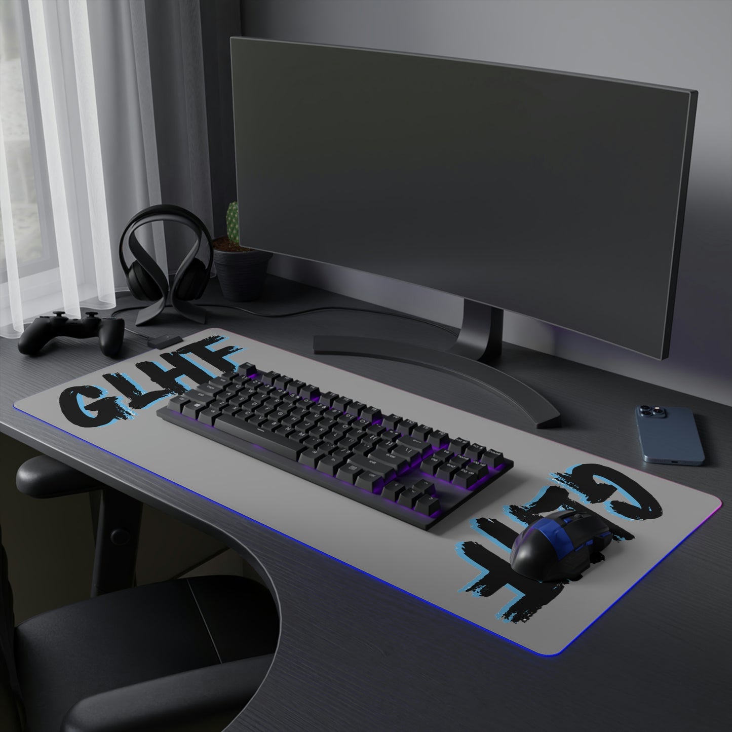 BLUE GLHF LED Gaming Mouse Pad