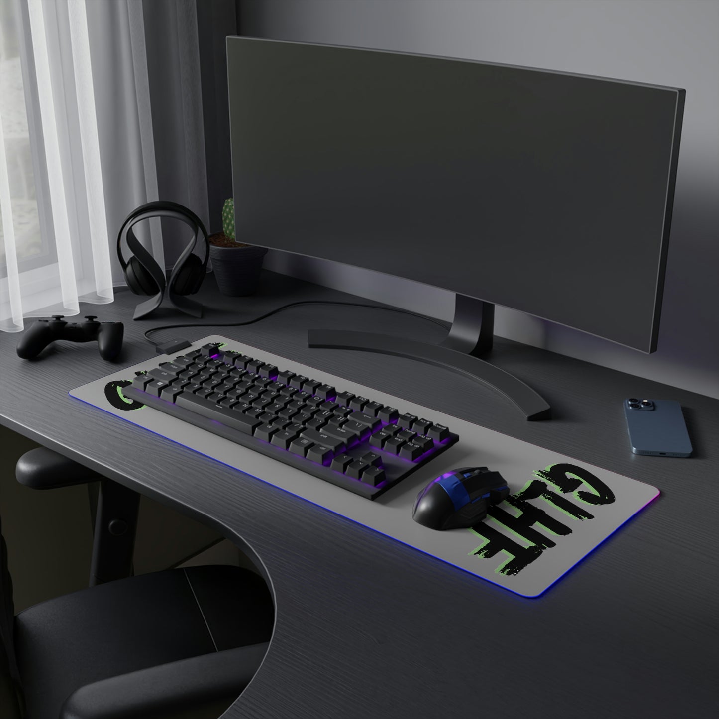 GREEN GLHF LED Gaming Mouse Pad