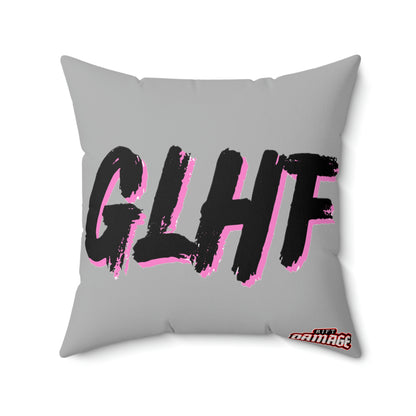 GLHF Pink Polyester Square Pillow