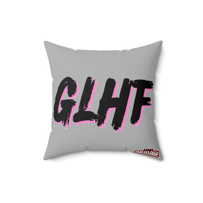 GLHF Pink Polyester Square Pillow