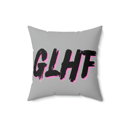 GLHF Pink Polyester Square Pillow
