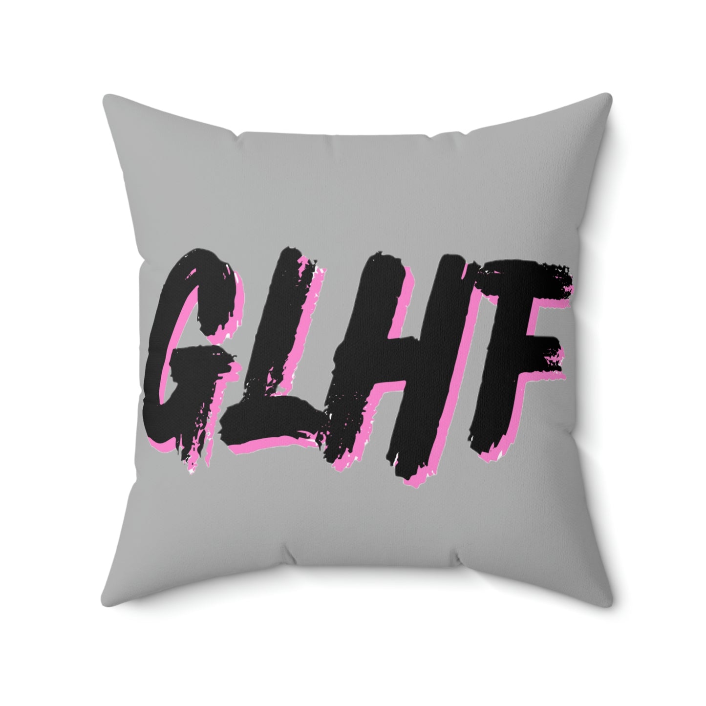 GLHF Pink Polyester Square Pillow