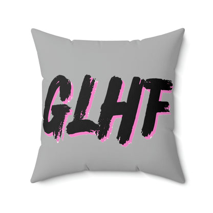 GLHF Pink Polyester Square Pillow