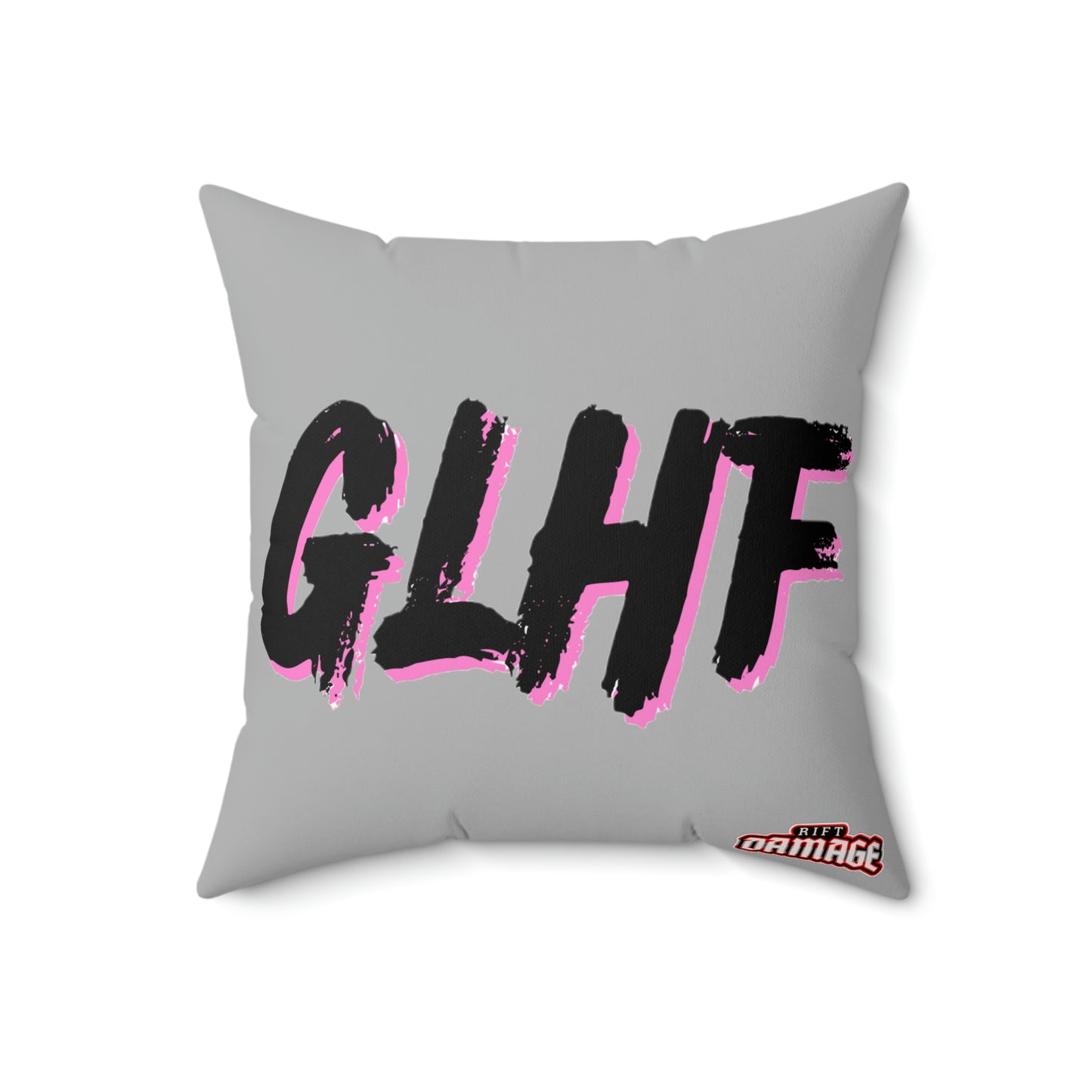 GLHF Pink Polyester Square Pillow