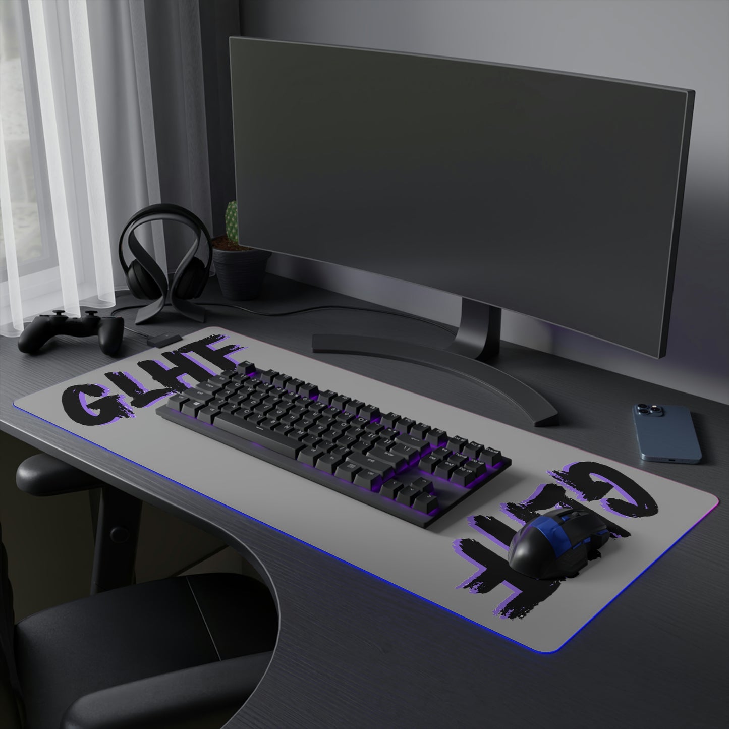 PURPLE GLHF LED Gaming Mouse Pad