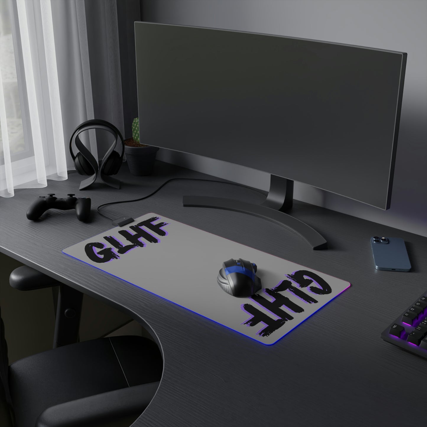 PURPLE GLHF LED Gaming Mouse Pad
